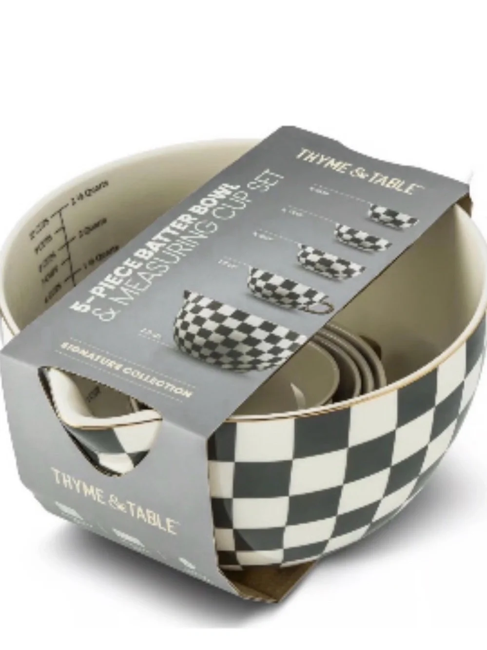 Thyme & Table 5-Piece Checkered Batter Bowl & Measuring Cup Set